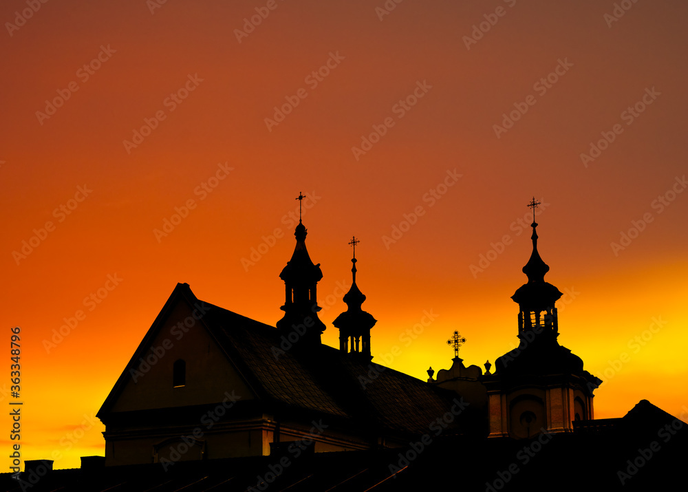 church in sunset