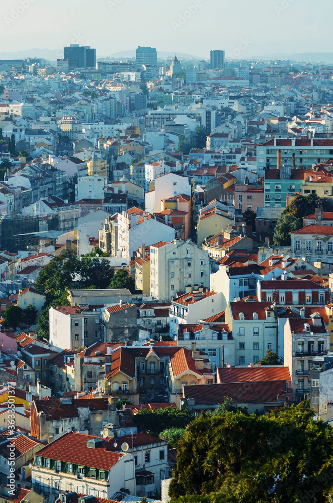 A beautiful view of Lisbon city and your buildings at Portugal.