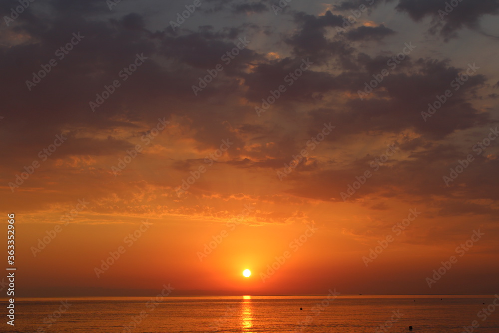 Beautiful red sunset over the sea