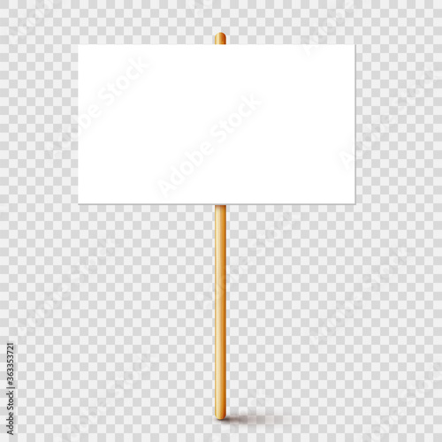 Tableau sur toile Blank protest sign with wooden holder