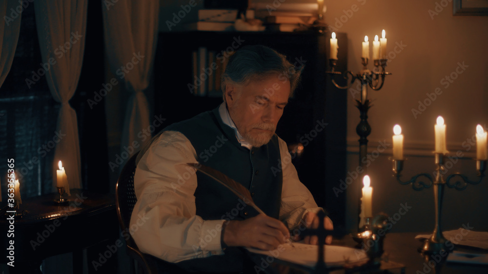 man in the 18th century thinking and writing a letter man in the 18th century thinking and writing a letter