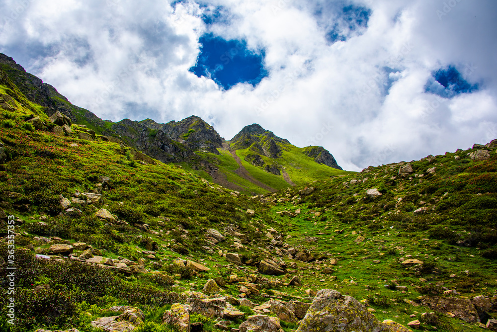 granite mountains and clouds one