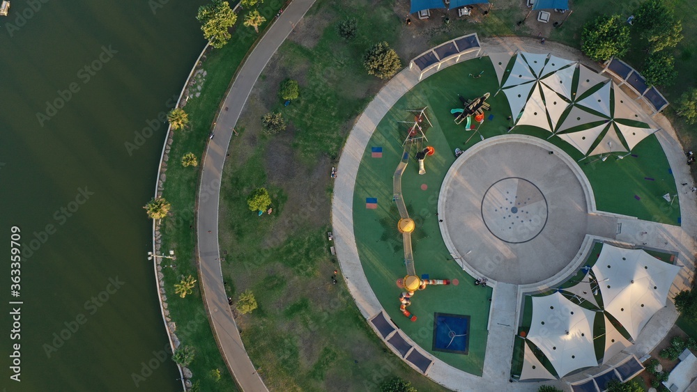 Obraz premium Aerial VIew over Anaba Amusement Park in Modiin City, Israel
