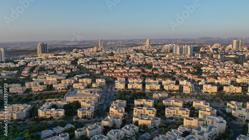 Modiin City Landscape at sunset, aerial view..israel Drone,aerial,summer,july,2020