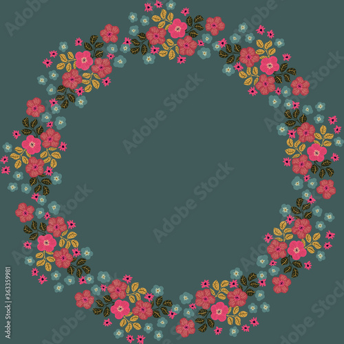 Vintage background with flowers. Greeting card. Floral wreath, element for your design in vector.