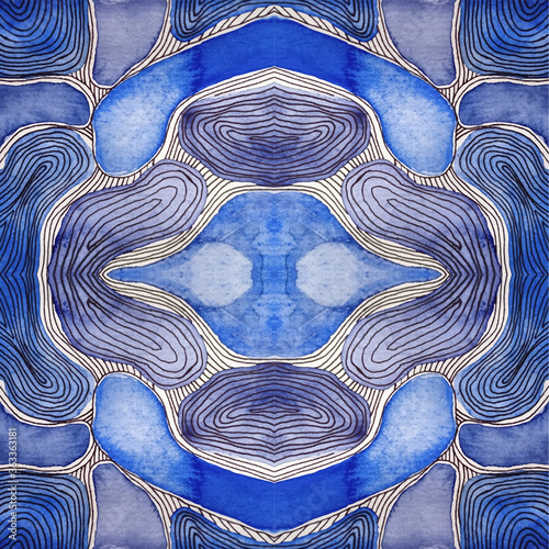 Abstract line blue background . Abstract line blue hand drawn seamless pattern.