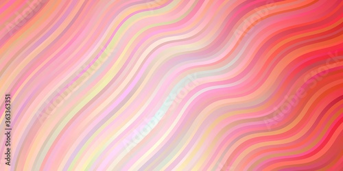 Light Pink vector texture with circular arc. Bright sample with colorful bent lines, shapes. Pattern for ads, commercials.