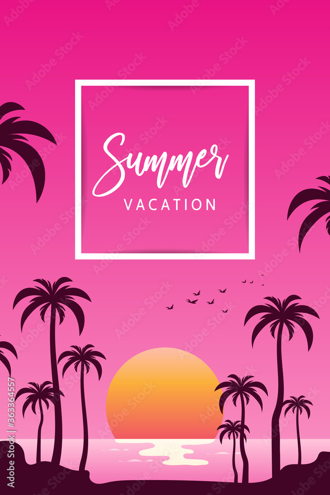 Naklejka premium Summer holiday background with palm tree 