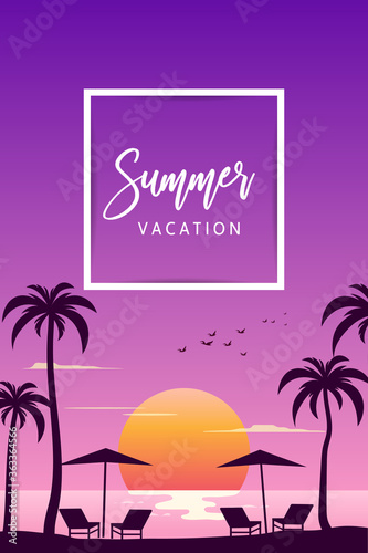 Summer holiday background with palm tree	