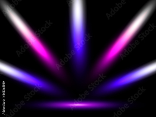 Stage with colorful lights. Background. Podium, road, pedestal or platform illuminated by spotlights. Vector. EPS10