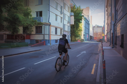 Digital painting style- city street