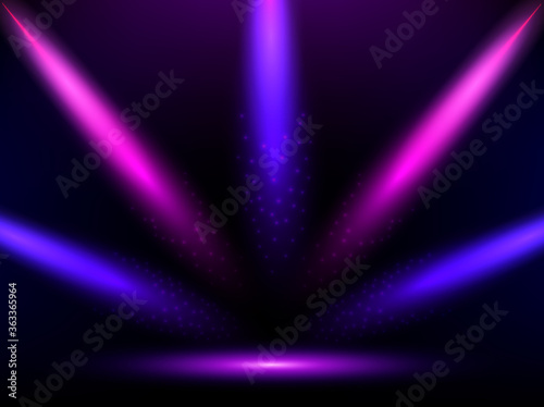 Stage with colorful lights. Background. Podium, road, pedestal or platform illuminated by spotlights. Vector. EPS10