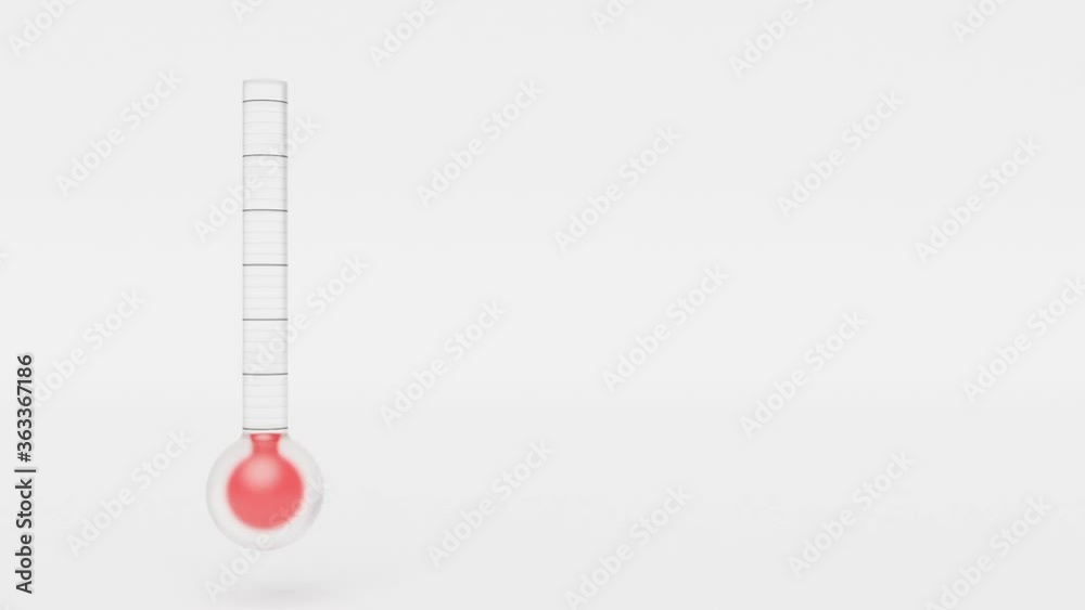 Red mercury thermometer with rising temperature