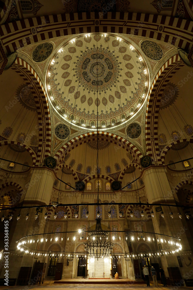 Obraz premium Panorama of the beautiful Sehzade Mosque, also known as Prince's mosque, is seen the old city of Istanbul, Turkey.
