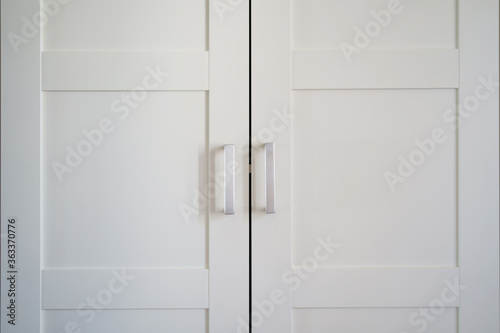 Close up white door elements apartment interior