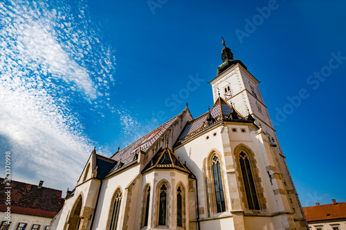 St. Mark's Church and the Parliament Palace in Upper Town, Zagreb