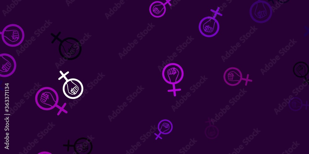 Light Pink vector pattern with feminism elements.