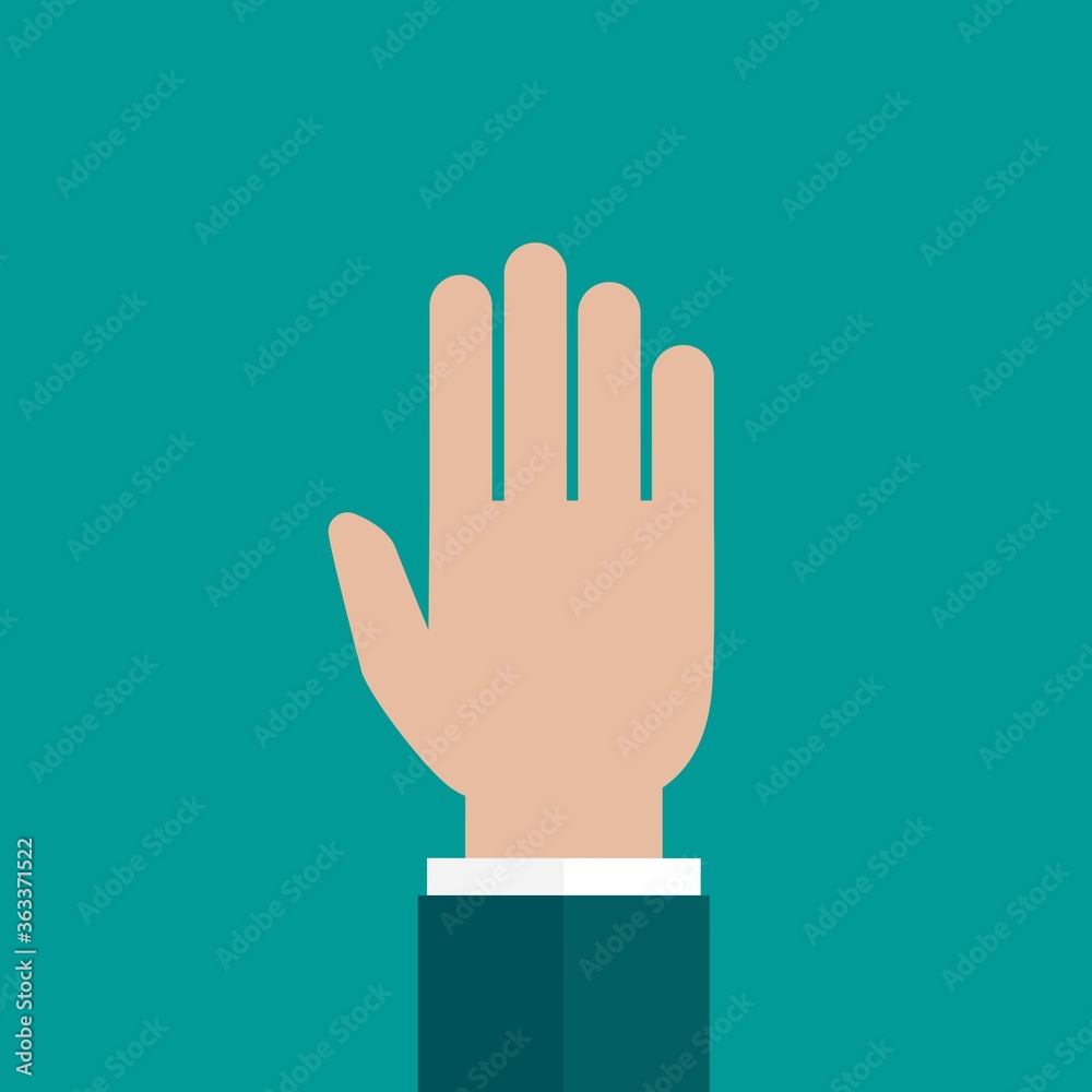 Hand points up isolated on turquoise background. Vote, point, show. Hand points up isolated on turquoise background. Vote, point, show.