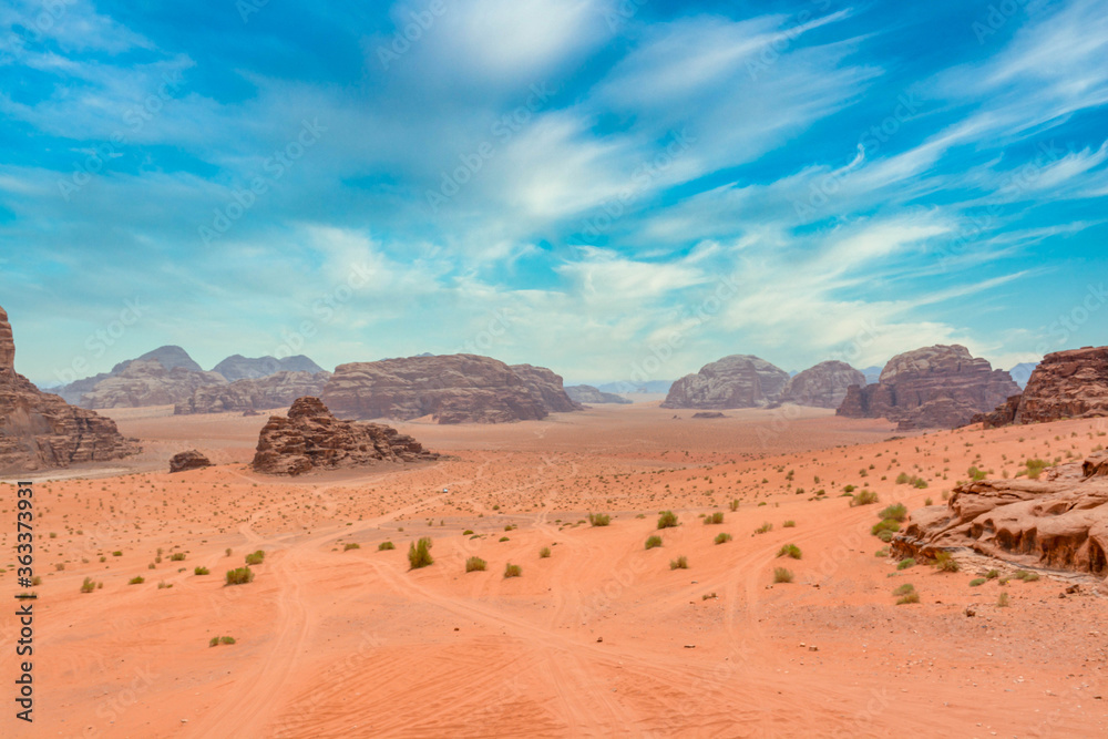 Deserted landscape of Wadi Rum in Jordan
Deserted landscape of Wadi Rum in Jordan