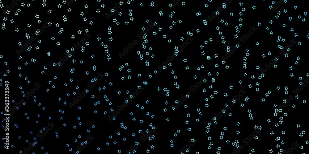 Dark BLUE vector background with small and big stars. Blur decorative design in simple style with stars. Best design for your ad, poster, banner.