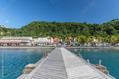 Obraz na plátně Pier with teak deck in Saint-Pierre, Martinique, France