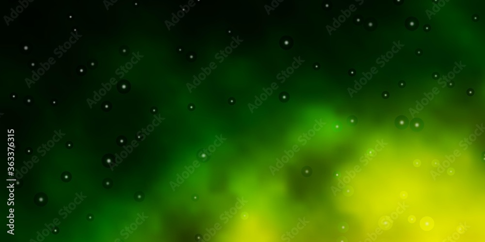 Dark Green, Red vector background with small and big stars. Decorative illustration with stars on abstract template. Pattern for new year ad, booklets.