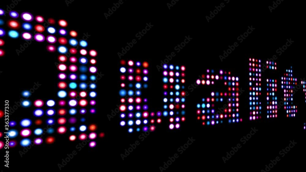Quality colorful led text over black
