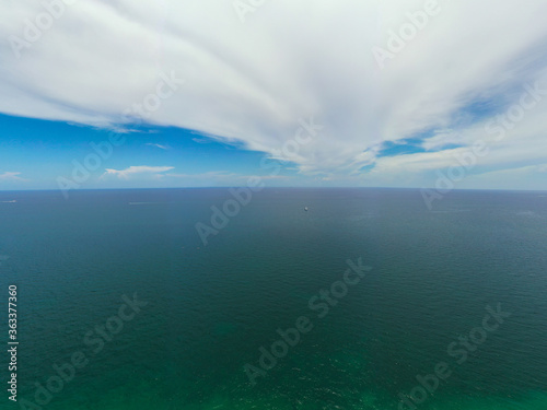 Aerial photo Ocean curvature of the round earth