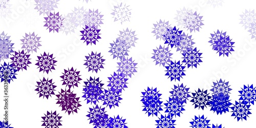 Light blue, red vector texture with bright snowflakes.