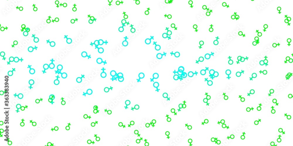 Light Green vector pattern with feminism elements.