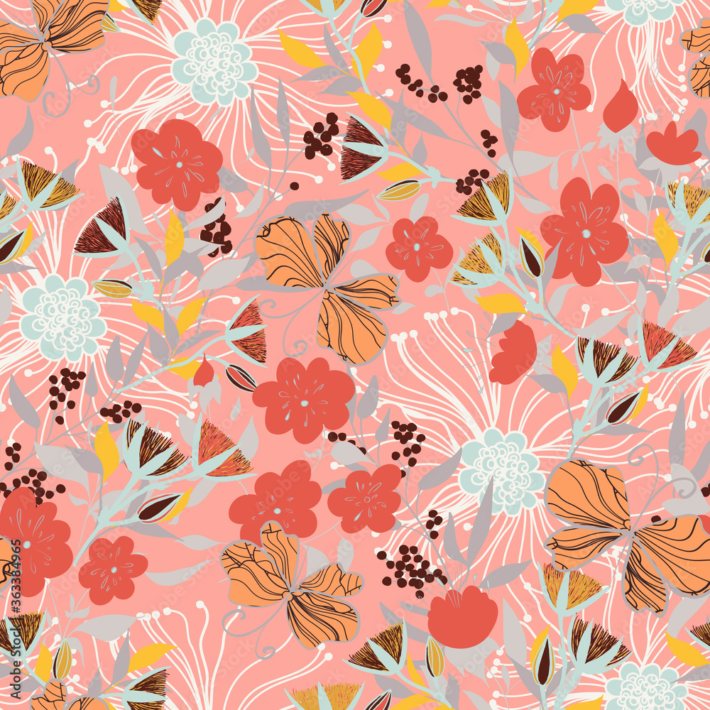 Naklejka Floral seamles pattern.