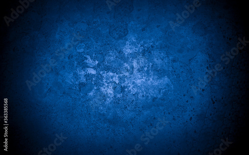Fototapeta Naklejka Na Ścianę i Meble -  Old wall pattern texture cement blue dark abstract  blue color design are light with black gradient background.
