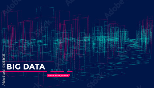 3d big array data backgrounds with points grid. Futuristic banner infographic.