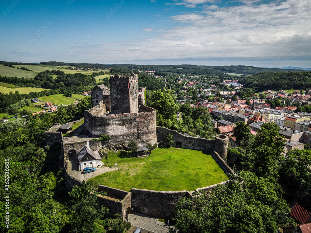 Bolków Castle in Poland from the drone