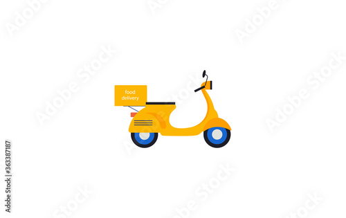 Scooter for home delivery. Scooter for travel. Motobike, vector. Scooter delivery, vector.