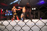 Detail of the side grid of the octagon mma arena