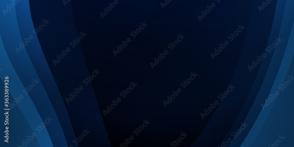 Obraz premium Black blue 3D abstract tech curve wave line geometric background. Line shape with light pattern composition.