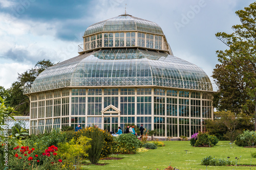 Main glasshouse of The National Botanic Gardens in Dublin, Ireland.