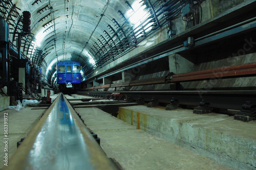 Metro train in the tunnel