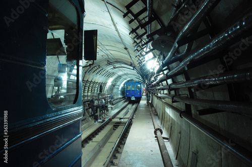 Metro train in the tunnel