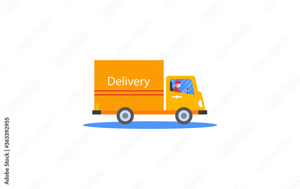Fast delivery truck, vector illustration.