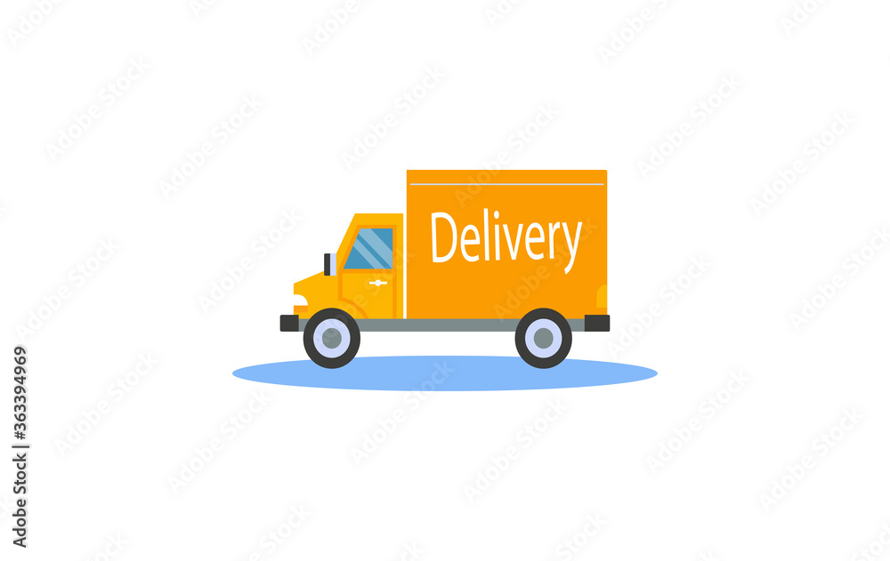 Fast delivery truck, vector illustration.