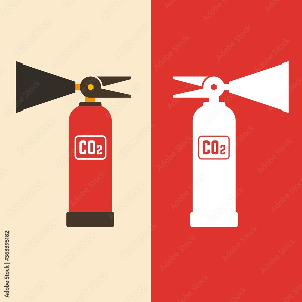Fire extinguisher flat vector illustration and icon. Active fire ...