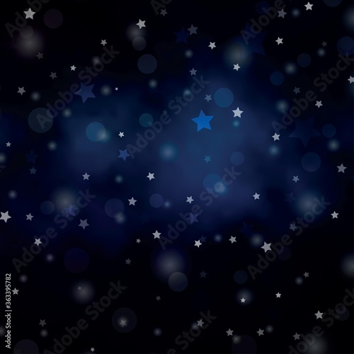 Dark Blue, Yellow vector template with circles, stars. Illustration with set of colorful abstract spheres, stars. Design for wallpaper, fabric makers.