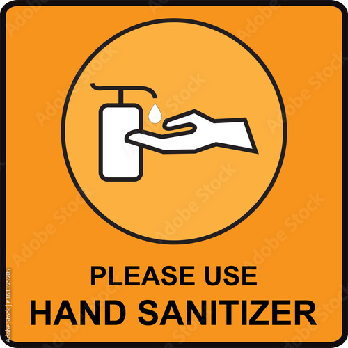 Please Use Hand Sanitizer Hygiene Warning Poster Icon. Vector Image.vector illustrations