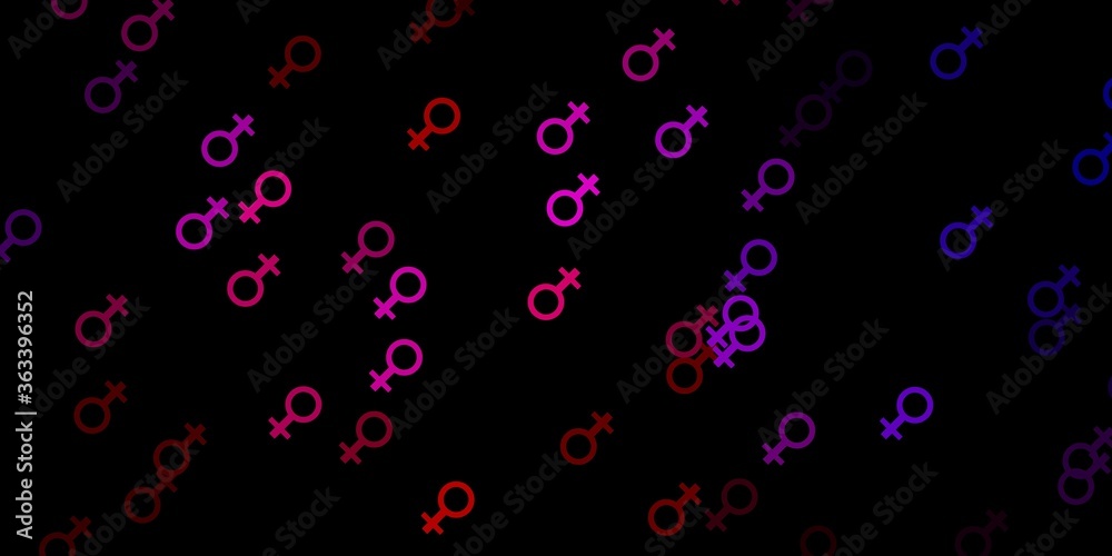 Dark Blue, Red vector template with businesswoman signs.