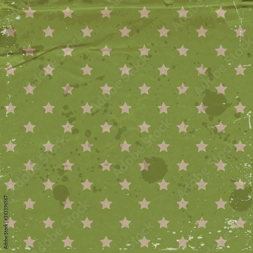 vector vintage wrapping paper, old distressed weathered, worn background with wrinkles and star pattern