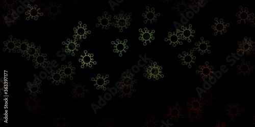 Dark green, yellow vector texture with disease symbols.