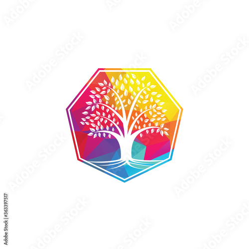 Tree Roots vector logo design. Vector tree with roots logo element.