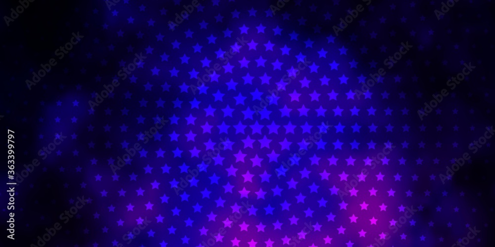 Dark Purple, Pink vector background with colorful stars. Decorative illustration with stars on abstract template. Pattern for wrapping gifts.